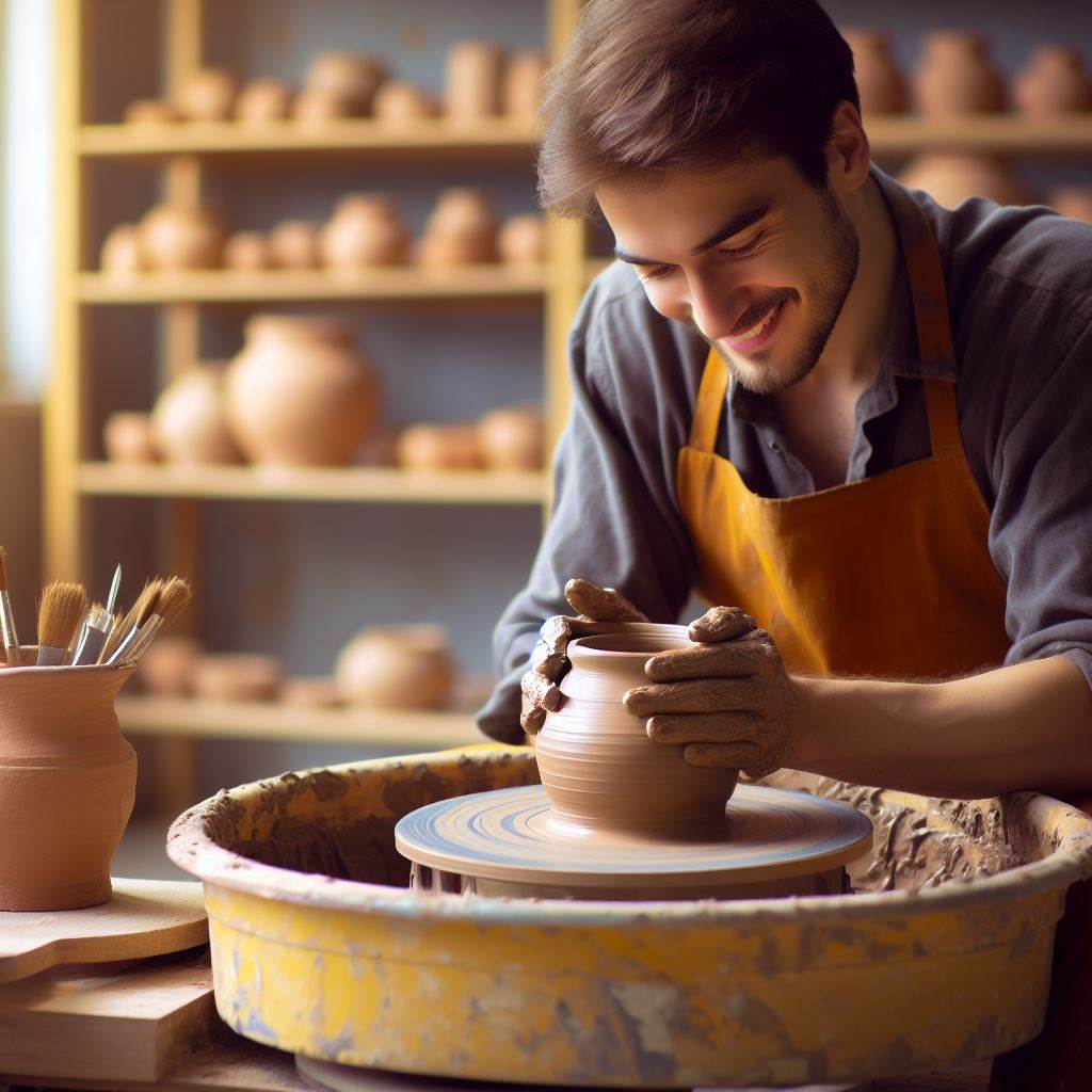 Man doing pottery