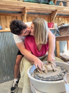 Kissing at the pottery wheel