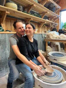 Couple at the pottery wheel 