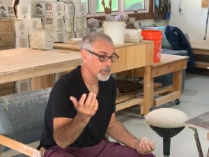 Teaching a pottery class